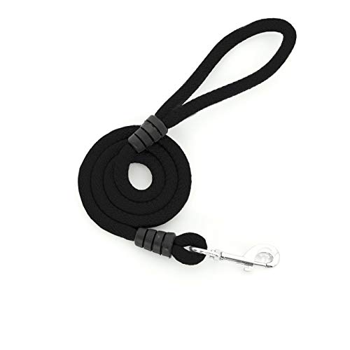 Correa para Perro - Cordón para Perros Grandes, Medianos y Pequeños - Cuerda de Nylon 12 mm de Grosor y 1,2 m de Longitud (Negro)