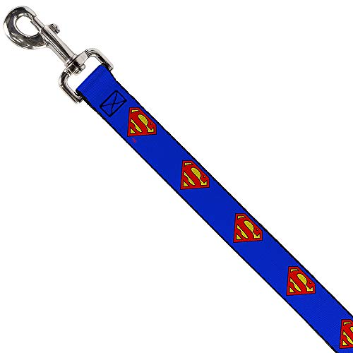 Correa para Perro Hebilla de Superman, Color Azul, Disponible en Diferentes Longitudes y anchuras para Perros y Gatos pequeños, medianos y Grandes