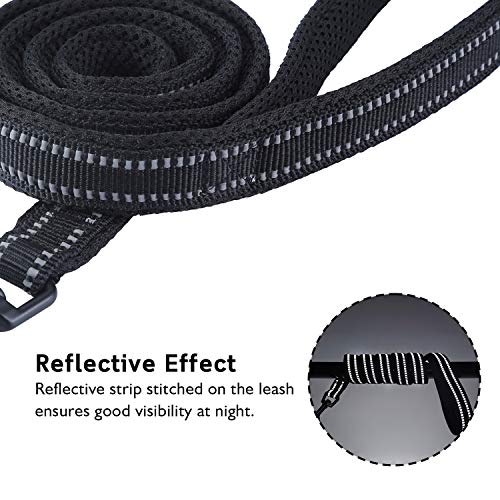 Correa para Perros Pequeños Grandes Medianos Reflectante Acolchado Suave Cómoda de Usar Evitar Fricción Antideslizante Resistente Nylon con Etiqueta de Nombre Negro (S, 110cm)