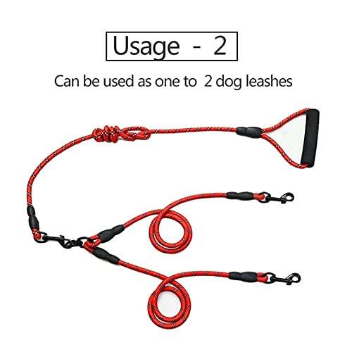 Correa Perro Nylon Doble Correas Dobles Luminoso Luminoso Plomo de Plomo Entrenamiento de Mano Correa Reflectante Perro Correa Cachorro Cadena Accesorios Mascotas Correa de Adiestramiento para Perros