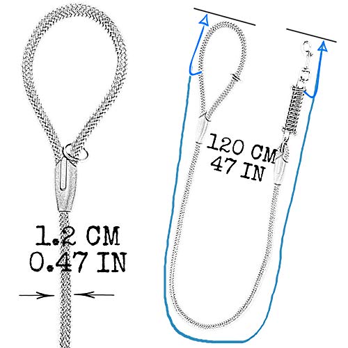 Correa Perro Nylon Redonda con Muelle, Hecho a Mano en España, Resistente antitirones Fuerte para Perros gordos medianos y Grandes. Tamaño de 1.2*120 cm (Amarillo)