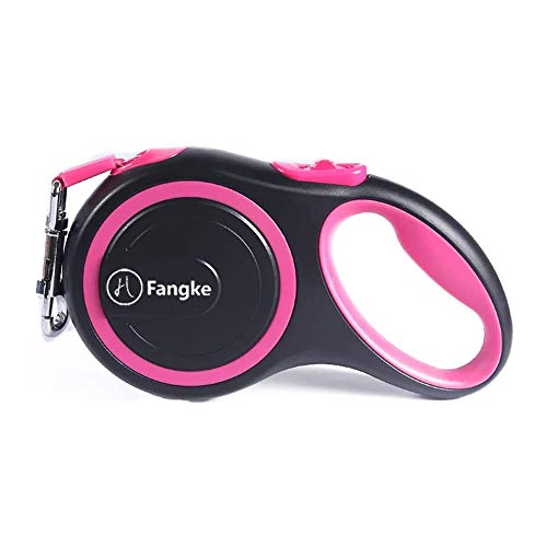 Correa retráctil para Perro Fangke, Extensible para Perros de hasta 50 kg, fácil de frenar y Bloquear, se extiende hasta 8m de Libertad y protección, Ideal para Perros pequeños a Grandes (Rosa)