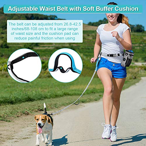 Correas para Perros Sin Manos, Correa de Perro Bungee de Doble Asa con Bolsa de Cintura para Mascotas y Cuenco de Agua para Perros para Senderismo, Correr, Caminar, Trotar, Soporta hasta 150 Libras