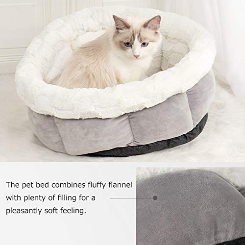 Cozywind Cama Redonda para Mascotas y Gatos-Cama para Mascotas- Cómoda y Suave-Lavable a Máquina para Gatos o Perros Pequeños (Gris)