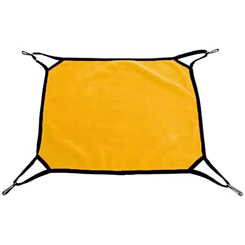 Creely Hamaca de jaula con lados reversibles, hamaca para jaula de mascotas, hamaca con gancho para colgar para mascotas/cachorros/gatito amarillo