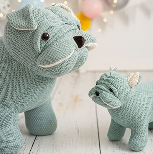 CROCHETTS | Pack de Peluches amigurumi Perros de Crochet. Tejido con Lana de algodón hipoalergénico, Relleno de Espuma y Estructura de Madera. Muñecos Crochet Perros Azul y Blanco