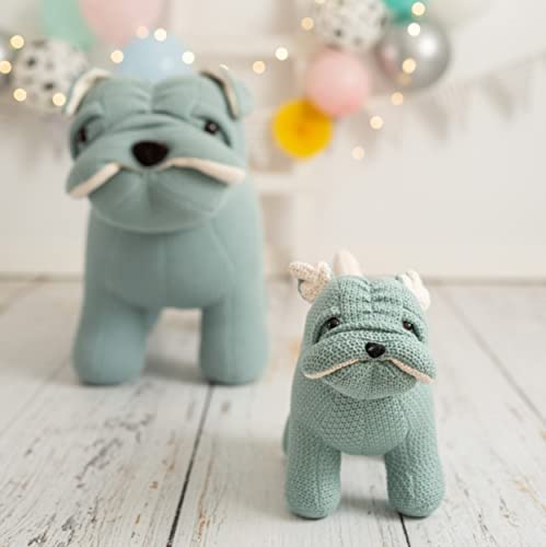 CROCHETTS | Pack de Peluches amigurumi Perros de Crochet. Tejido con Lana de algodón hipoalergénico, Relleno de Espuma y Estructura de Madera. Muñecos Crochet Perros Azul y Blanco