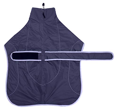 Ctomche Abrigo de invierno para perros reflectante impermeable, chaqueta para perro con forro polar cálido, abrigo impermeable con bandas ajustables para galgos, acechadores y Whippets Navy-XS