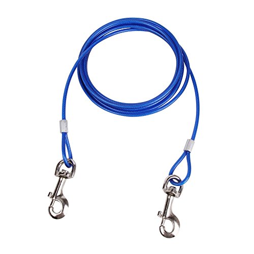 CtopoGo Correa De Perro (3 M / 5M / 10M) con Espiga De Estaca En Tierra Espiral De 46 cm- Salida para Patio Al Aire Libre Y Acampada - Perros PequeñOs A Medianos (3M, Azul)