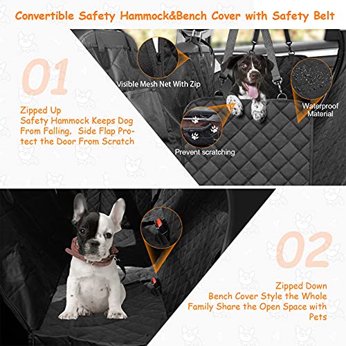 Cubierta Asiento Coche Perro,Funda Perro MascotaImpermeable y Resistente.Alfombra de Asiento de Estilo Hamaca Protector Antidesliante,Fácil de Instalar Universal para SUV,Camión,Transportar y Viaje