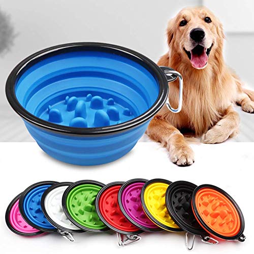 Cuenco de perro plegable Portátil Cuenco de alimentación lento TPE + ABS Cuencos de agua de cuenco for comer lento for perros pequeños y gatos interactivos prevenir hinchazón (3 piezas) verde 13 cm zh