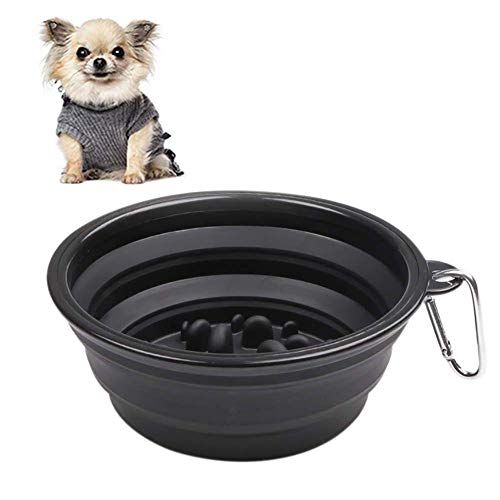 Cuenco de perro plegable Portátil Cuenco de alimentación lento TPE + ABS Cuencos de agua de cuenco for comer lento for perros pequeños y gatos interactivos prevenir hinchazón (3 piezas) verde 13 cm zh