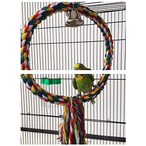 Cuerda de Círculo de Loro de Pájaro Cuerda Columpio Loro Decoración de Juguete Percha de Cuerda Columpio de Pájaro Colgante Perchas de Anillo para Loros Accesorios para Periquitos Loros Anillo Cuerda