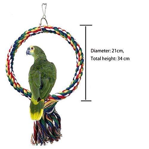 Cuerda de Círculo de Loro de Pájaro Cuerda Columpio Loro Decoración de Juguete Percha de Cuerda Columpio de Pájaro Colgante Perchas de Anillo para Loros Accesorios para Periquitos Loros Anillo Cuerda