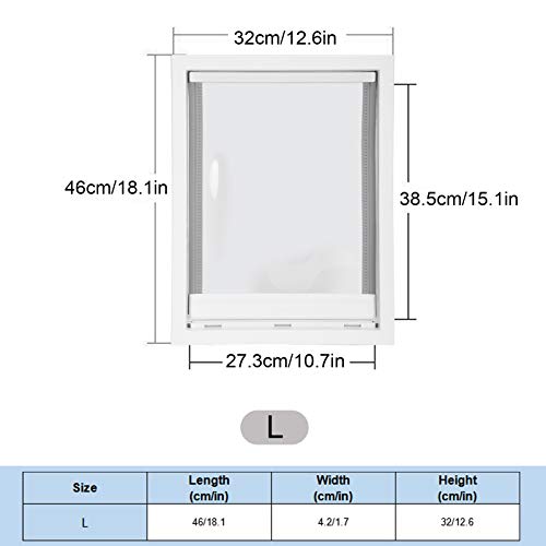 Cuque Venta Loca Puerta magnética para Mascotas, Puerta para Mascotas, Buena dureza, Alta Resistencia, Alto Impacto, plástico sintético, Suministros para Mascotas para Puertas de(White, L)