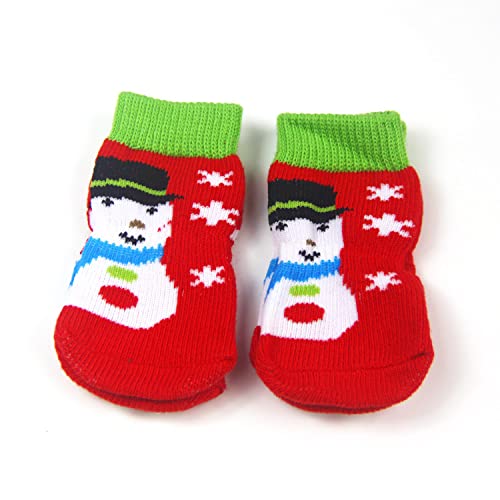 cute100% Calcetines para Mascotas Calcetines Navideños para Perros Cálidos con Fondo Antideslizante Calcetines para Cachorros Calcetines de Algodón Suministros para Mascotas