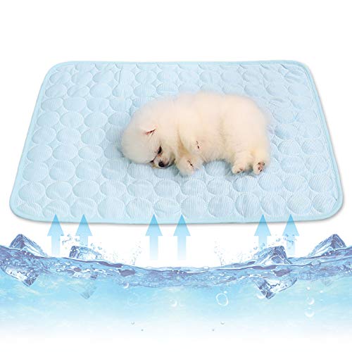 Cysincos - Alfombra refrescante para perro, alfombra refrigerante para perro, alfombra fría, gato, manta para perro XXL para el verano, material multifuncitonelado (azul claro, L)