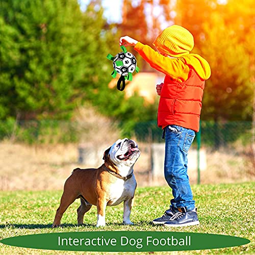 DA HAI Juguete para Perros, Balón de fútbol para Perros de con lengüetas de Agarre Juguetes interactivos para Perros con Bomba de balón y Aguja para Perros pequeños