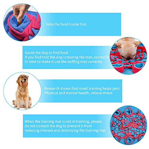 DaiWeier Alfombra Olfativa Perros Mascotas Snuffle Mat para Perros Alfombra Olfato, Alimentación Estera De Entrenamiento Manta para La Nariz 42x42cm, Juguete De Juego Interactivo para Perros y Gatos