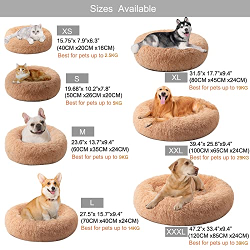 DanceWhale Redonda Cama Perro Gato Cama Cama de Felpa para Mascota Lavable Sofa Suave Cachorro Calentito Cojín(50cm, Begie)