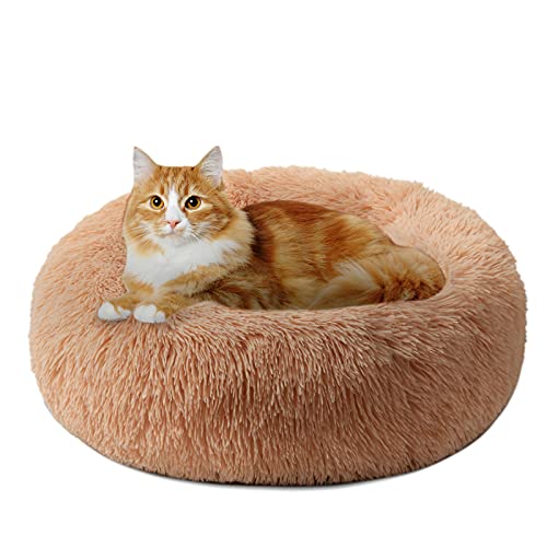 DanceWhale Redonda Cama Perro Gato Cama Cama de Felpa para Mascota Lavable Sofa Suave Cachorro Calentito Cojín(50cm, Begie)