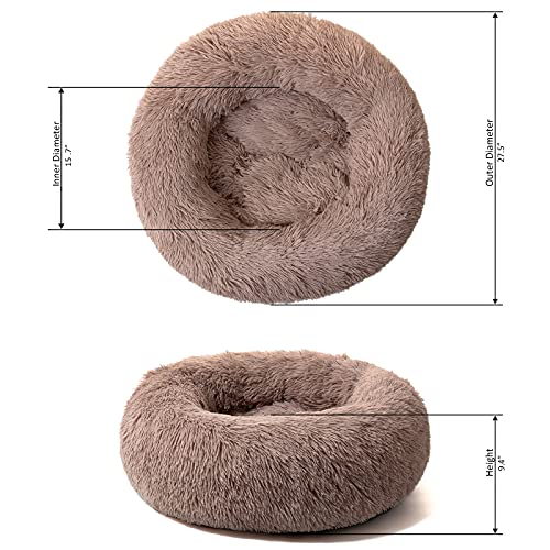 DanceWhale Redonda Cama Perro Gato Cama Cama de Felpa para Mascota Lavable Sofa Suave Cachorro Calentito Cojín(70cm, Marrón)