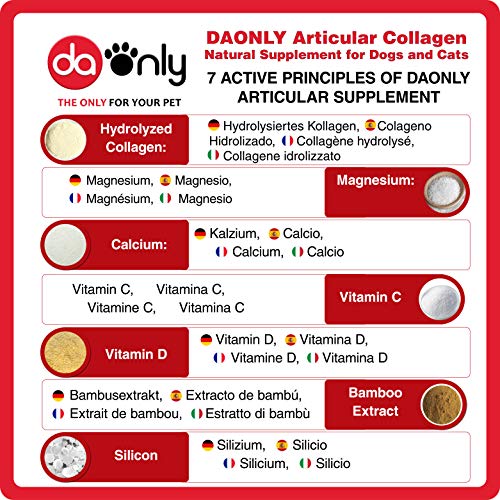 DAONLY colágeno Natural antiinflamatorio para Perros |120 Comprimidos| Pastillas Naturales | Alternativa a medicamentos y condroprotectores para Gatos (120 Tabletas)