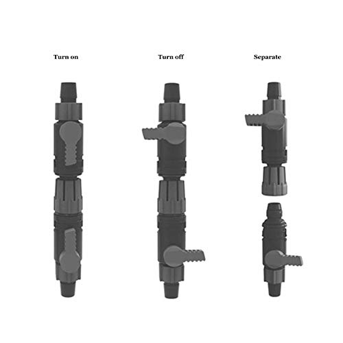 DAUERHAFT Válvula de Control de Agua para acuarios, pecera, Manguera de plástico para acuarios, Conector de Doble Grifo de liberación rápida con Cabezal Giratorio Integrado(K-12/16mm)