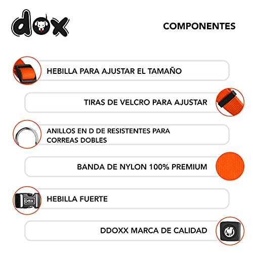 DDOXX Arnés Perro Step-In Nylon, Ajustable | Muchos Colores & Tamaños | para Perros Pequeño, Mediano y Grande | Accesorios Gato Cachorro | Naranja, S