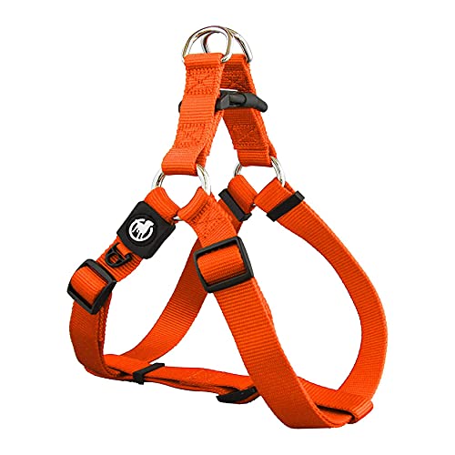 DDOXX Arnés Perro Step-In Nylon, Ajustable | Muchos Colores & Tamaños | para Perros Pequeño, Mediano y Grande | Accesorios Gato Cachorro | Naranja, S