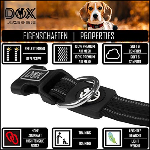 DDOXX Collar Perro Air Mesh, Ajustable, Reflectante, Acolchado | Muchos Colores & Tamaños | para Perros Pequeño, Mediano y Grande | Collares Accesorios Gato Cachorro | Negro, S