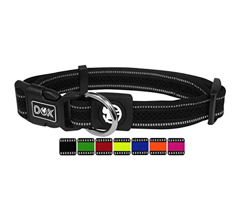 DDOXX Collar Perro Air Mesh, Ajustable, Reflectante, Acolchado | Muchos Colores & Tamaños | para Perros Pequeño, Mediano y Grande | Collares Accesorios Gato Cachorro | Negro, S