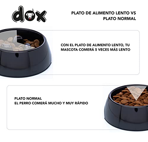 DDOXX Comedero Antivoracidad Perro, Antideslizante | Muchos Colores y Tamaños | para Perros Pequeño, Mediano y Grande | Bol Accesorios Melamina Gato Cachorro | Negro, 140 ml