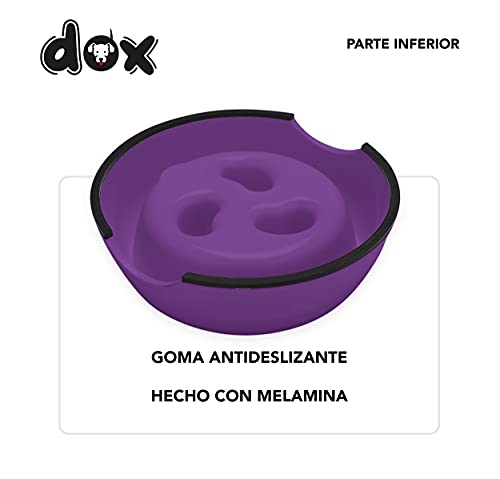 DDOXX Comedero Antivoracidad Perro, Antideslizante | Muchos Colores y Tamaños | para Perros Pequeño, Mediano y Grande | Bol Accesorios Melamina Gato Cachorro | Violeta, 140 ml