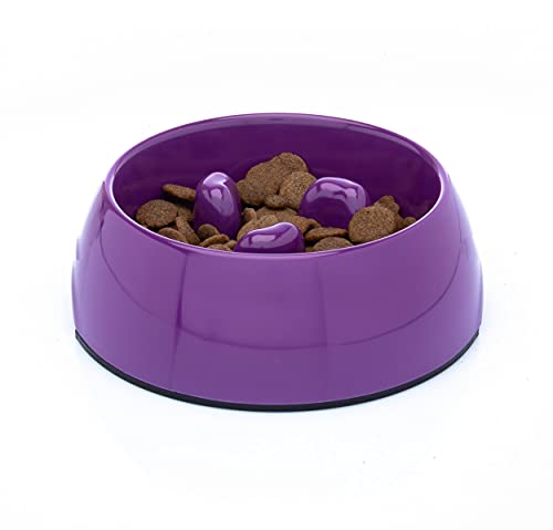 DDOXX Comedero Antivoracidad Perro, Antideslizante | Muchos Colores y Tamaños | para Perros Pequeño, Mediano y Grande | Bol Accesorios Melamina Gato Cachorro | Violeta, 140 ml