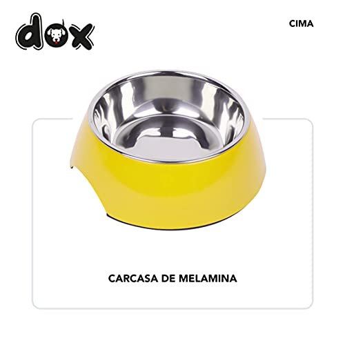 DDOXX Comedero Perro, Antideslizante | Muchos Colores y Tamaños | para Perros Pequeño, Mediano y Grande | Bol Accesorios Acero INOX-Idable Melamina Gato Cachorro | Amarillo, 700 ml