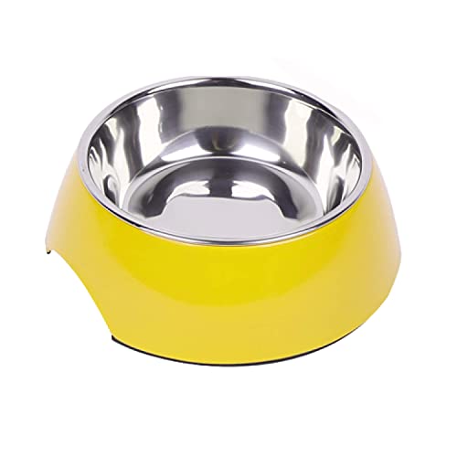 DDOXX Comedero Perro, Antideslizante | Muchos Colores y Tamaños | para Perros Pequeño, Mediano y Grande | Bol Accesorios Acero INOX-Idable Melamina Gato Cachorro | Amarillo, 700 ml