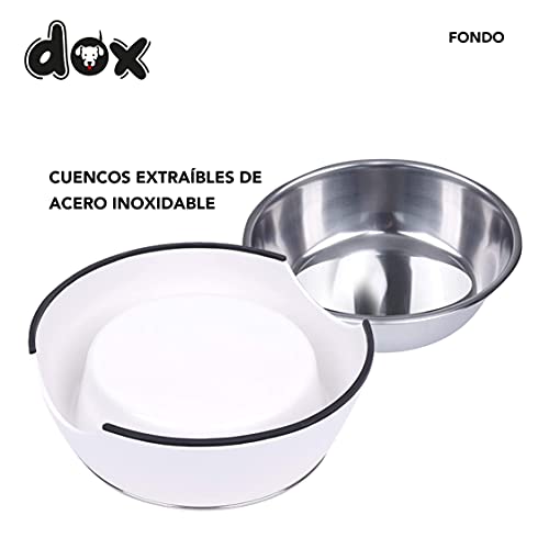 DDOXX Comedero Perro, Antideslizante | Muchos Colores y Tamaños | para Perros Pequeño, Mediano y Grande | Bol Accesorios Acero INOX-Idable Melamina Gato Cachorro | Blanco, 160 ml