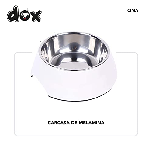 DDOXX Comedero Perro, Antideslizante | Muchos Colores y Tamaños | para Perros Pequeño, Mediano y Grande | Bol Accesorios Acero INOX-Idable Melamina Gato Cachorro | Blanco, 160 ml