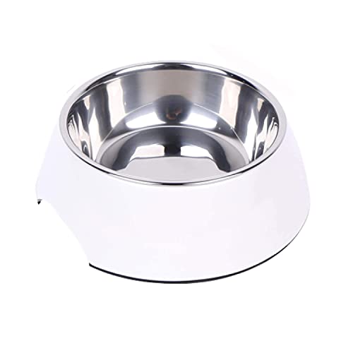 DDOXX Comedero Perro, Antideslizante | Muchos Colores y Tamaños | para Perros Pequeño, Mediano y Grande | Bol Accesorios Acero INOX-Idable Melamina Gato Cachorro | Blanco, 160 ml