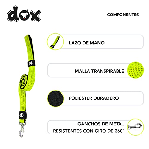 DDOXX Correa Perro Air Mesh, Acolchado, Lazo de Mano, 120 cm | Muchos Colores & Tamaños | para Perros Pequeño, Mediano y Grande | Accesorios Gato Cachorro | Amarillo, M