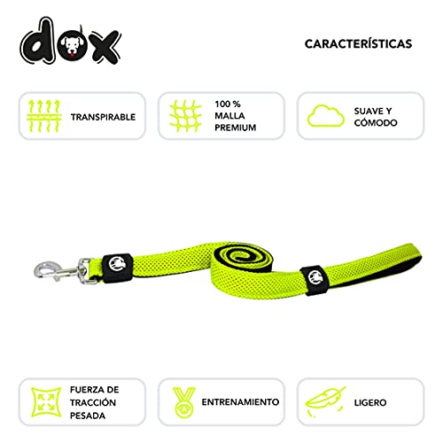 DDOXX Correa Perro Air Mesh, Acolchado, Lazo de Mano, 120 cm | Muchos Colores & Tamaños | para Perros Pequeño, Mediano y Grande | Accesorios Gato Cachorro | Amarillo, M