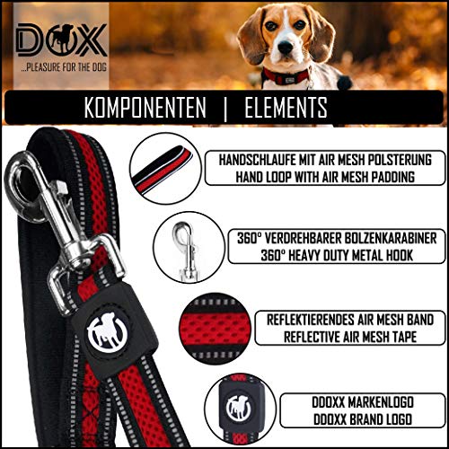 DDOXX Correa Perro Air Mesh, Reflectante, Acolchado, Lazo de Mano, 120 cm | Muchos Colores & Tamaños | para Perros Pequeño, Mediano y Grande | Accesorios Gato Cachorro | Amarillo, S