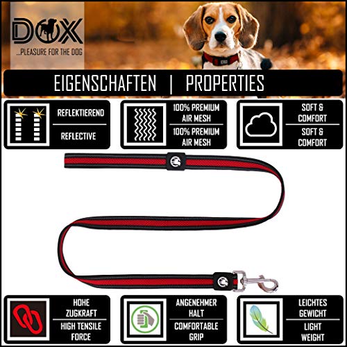 DDOXX Correa Perro Air Mesh, Reflectante, Acolchado, Lazo de Mano, 120 cm | Muchos Colores & Tamaños | para Perros Pequeño, Mediano y Grande | Accesorios Gato Cachorro | Amarillo, S