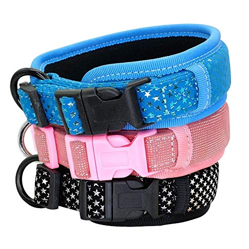 DDSP Lovely Collar Acolchado Suave For Perros Collares Gruesos Anchos For Mascotas Ajustable For Perros Medianos Grandes Rosa Negro Azul (Color : Pink, Size : M)