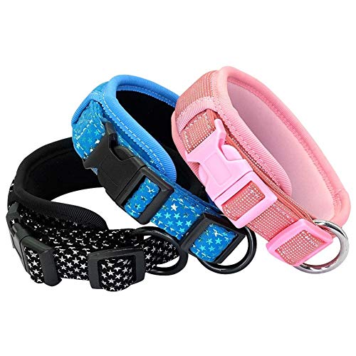 DDSP Lovely Collar Acolchado Suave For Perros Collares Gruesos Anchos For Mascotas Ajustable For Perros Medianos Grandes Rosa Negro Azul (Color : Pink, Size : M)