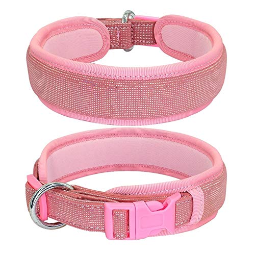 DDSP Lovely Collar Acolchado Suave For Perros Collares Gruesos Anchos For Mascotas Ajustable For Perros Medianos Grandes Rosa Negro Azul (Color : Pink, Size : M)