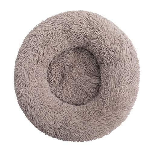 Decdeal Cama de Gato Donut Base Cama Redonda Impermeable Antideslizante Lavable a Máquina Duradera para Mascotas Cama de Lujo Mullida para Perros Cachorros Gatitos 60cm