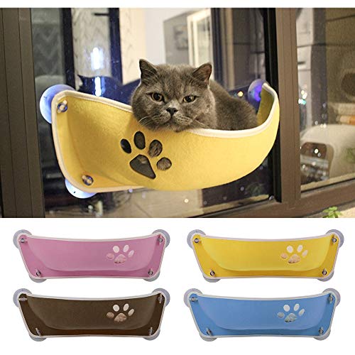 Decdeal Cama de Ventana para Gatos Cama Gato Colgante para Gato con Ventosas de Resistentes Cama de Gato Ventosa para Jugar Tomar el Sol Dormir y Descansar（Soportar hasta 20 kg Rosa）