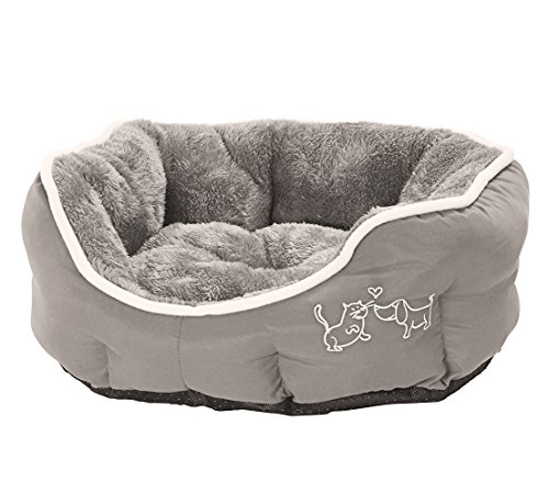 Dehner Cama Ovalada para Perros y Gatos Collecy, Aprox. 57 x 52 x 14 cm, poliéster, Gris